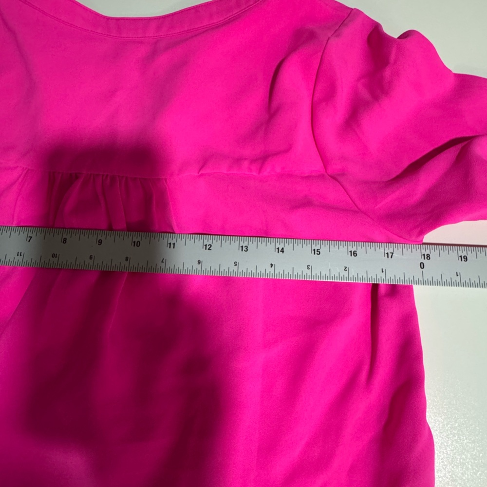 Pomander Place Women's Bright Pink Ruffle Blouse - Picture 9 of 11